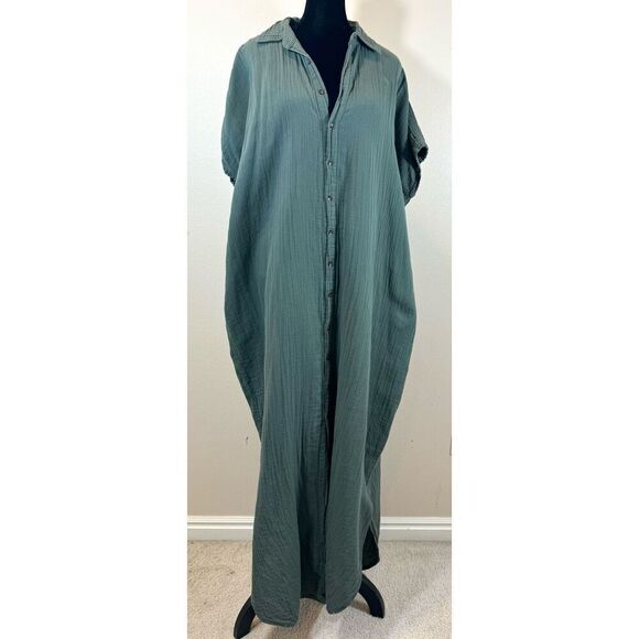 Acacia Swimwear Olive Green Oahu Oversized Dress Coverup Women's Medium - Picture 3 of 9